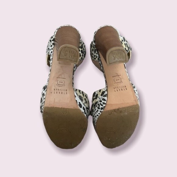 Stuart Weitzman Snakeskin Pumps Cream Gold Open Toe Buckle Heels Womens Size 6.5 - Picture 9 of 11